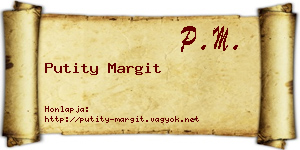 Putity Margit névjegykártya